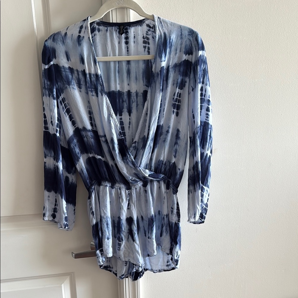 South Moon Under Blue and White Tie-Dye Romper